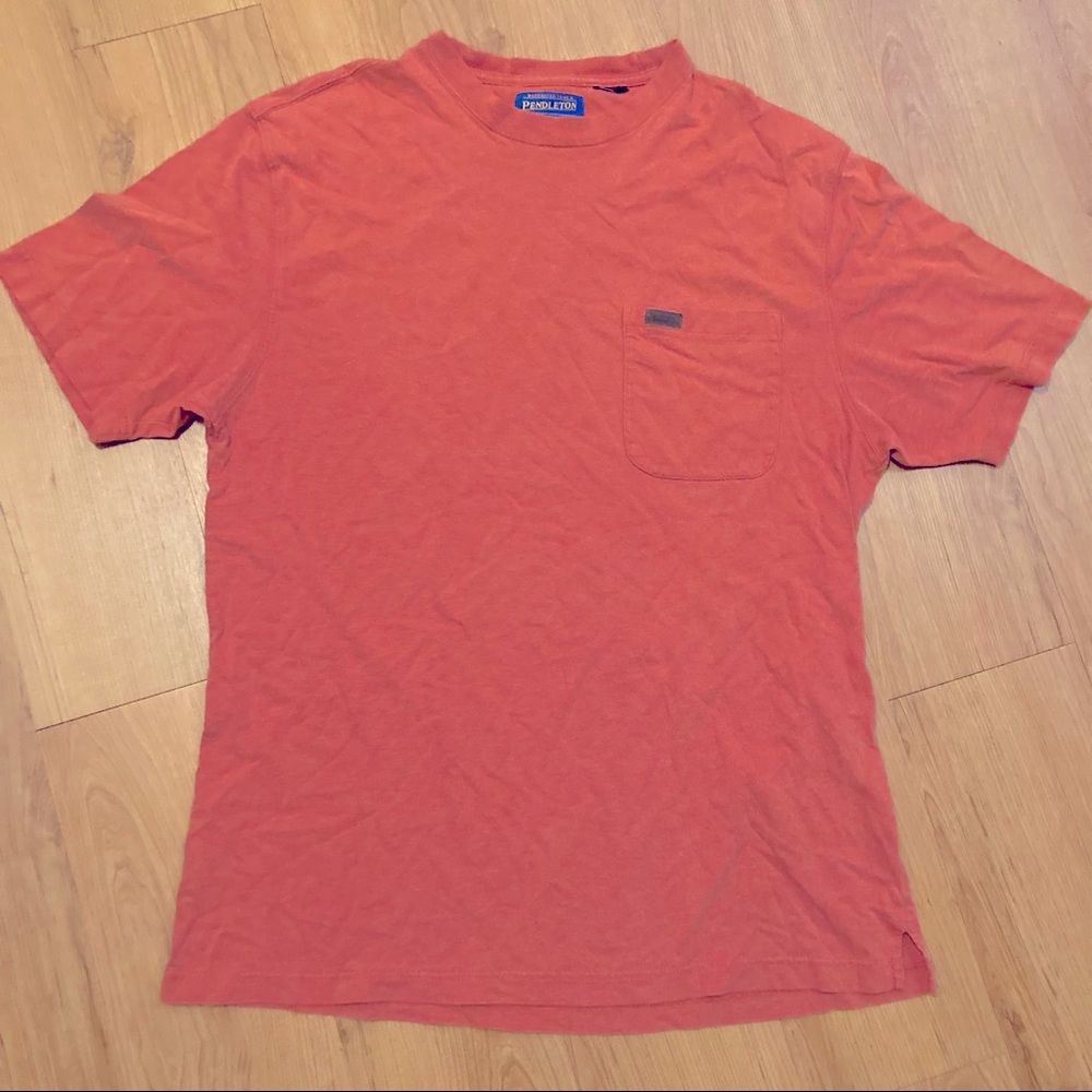 Pendleton Short Sleeve Pocket Tee Red Orange Size Medium Distressed Grunge 90’s